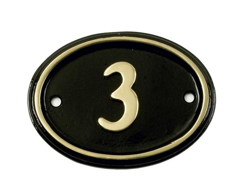 Cast bronze oval house number - cast,