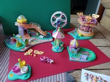 Vintage 90s Polly Pocket Spin Pretty Carousel & Fairground Sets Bundle
