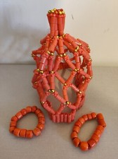 African coral crown beads - coral, and