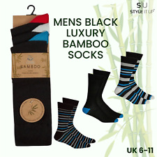 Mens Black Luxury Bamboo Super Soft Anti Bacterial Socks 6-11 MultiPack UK 6-11