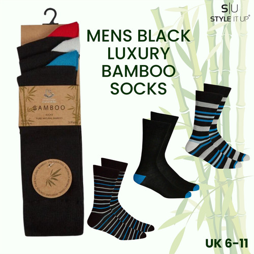 Mens black luxury bamboo super - black,