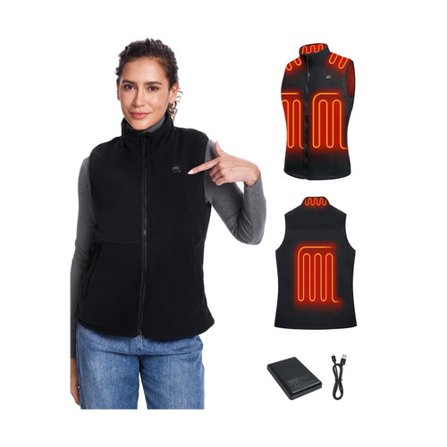 Black heated fleece full zip - black,