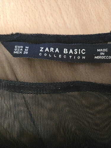 Zara basic black fringe mesh - black,