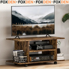 Rustic Brown TV Unit Cabinet Stand with Storage Shelves Mobile 80cm Media Table