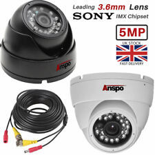 ANSPO 5MP DOME CCTV CAMERA BNC CABLE 4K HD 3.6MM TVI AHD OUTDOOR NIGHT VISION UK