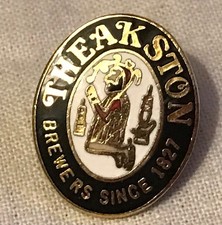 Vintage Theakston Brewers Gilt & Enamel Pin Badge Collectible L2cm W1.5cm