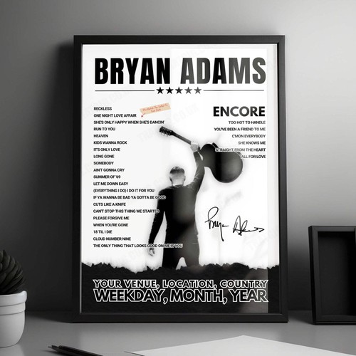 Bryan adams setlist poster - bryan,