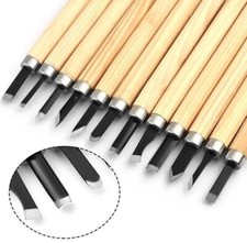 12 Wood Carving Knife Chisel Tool Set Woodworking Whittling Cutter Chip Knives