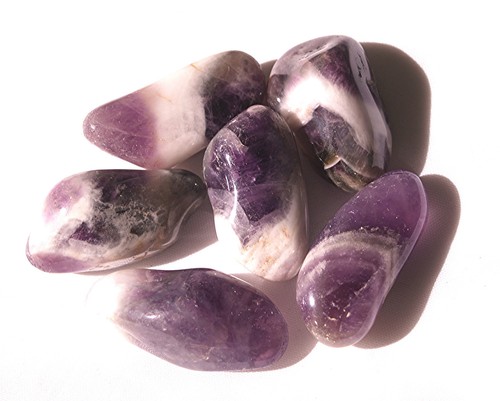Chevron amethyst tumble stone - amethyst,