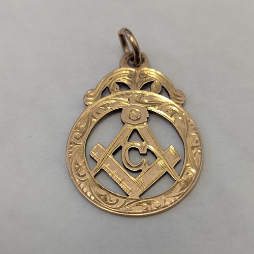 9ct yellow gold masonic fob - masonic,