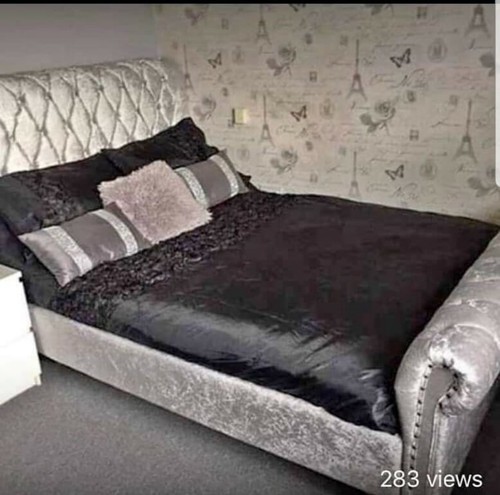 New sleigh bed frame - new, crushed