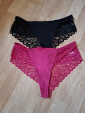 Ladies Two Pack Plus Size Lace Trimmed Ribbed Panties Size 16-18