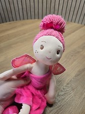 E11 Sparkles & Wishes Woodland Fairy Soft Plush Rag doll Pink Star Dress Wings