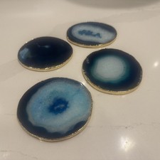 Blue White Agate Gold Edge