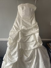 Alfred Angelo Wedding Dress 12-14 Ivory Strapless Corset Tie Back Rouched 