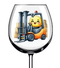 12x Colourful Forklift Truck Vinyl Sticker Decal Tumbler Wine Glass Bottle Car