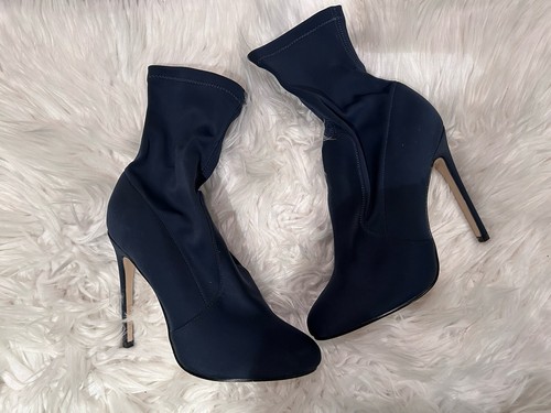 Chic navy sock ankle - chic, high
