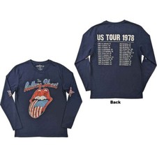 The Rolling Stones 'US Tour 78' Blue Long Sleeve T shirt - NEW OFFICIAL