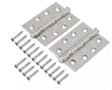 ECLIPSE Door Hinges Ball Bearing Grade 13 Fire Rated 4" 102mm & Screws Shiny PSS