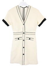 MAJE  Dress Women's (EU) 40 Tweed Short Sleeve Textured Off White