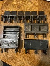 Barton Tudor Doll House Carved Oak Furniture Jacobean Vintage 1950 60s