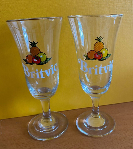 Two vintage britvic stem fruit - britvic,