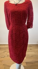 NEW HOBBS LACE DRESS UK 14 US 10 RED 100% POLYAMIDE
