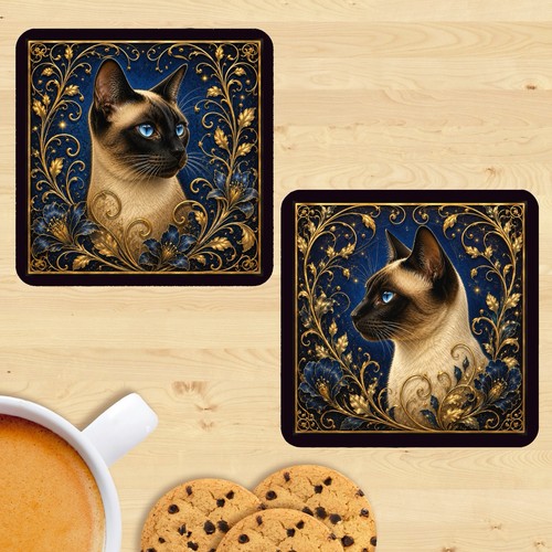 Siamese cat coasters - coasters,, of