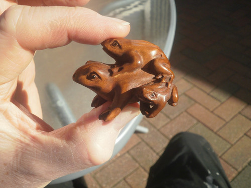 Hand carved wood netsuke - carved,
