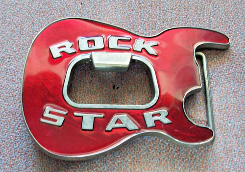 Rock star guitar belt buckle - rock,
