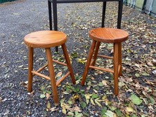 A Pair of Vintage Pine Stools, 46cm