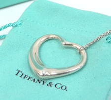Tiffany & Co. Elsa Peretti Large Open Heart Necklace Silver 925 Spain w/Box
