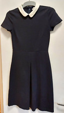HOBBS Navy Blue With White Contrast Peter Pan Collar Dress - 8