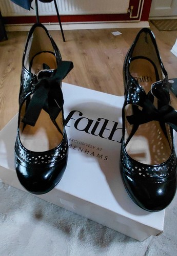 Faith uk6 black patent - faith,