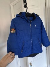 Blue Ralph Lauren Boys Winter Puffer Coat Age 5 Detachable Good Condition