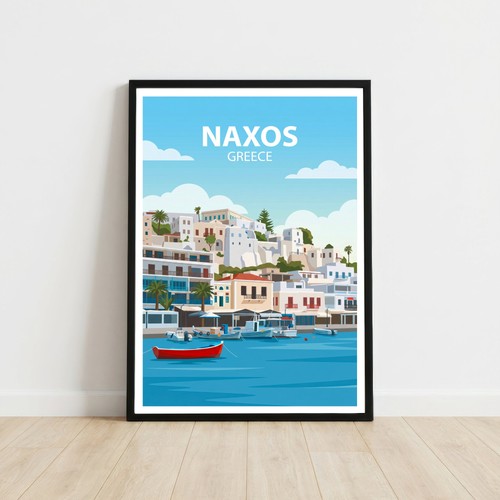 Naxos greece travel poster - naxos,