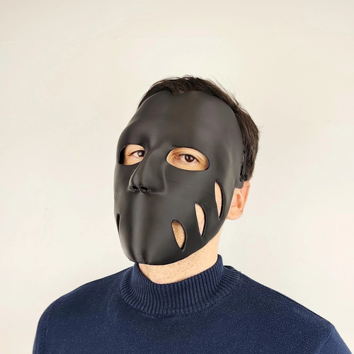 Black printed face - black, mask