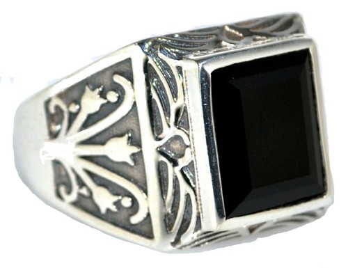 Black onyx gem signet ring - onyx,