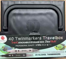 DECOTIME 40 Twinmarkers (Brush & Fine) Travelbox STACKABLE STORAGE TRAY