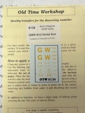 Old Time Workshop 8136 GWR Horse Box Transfers For Parkside (PC79) OO Gauge