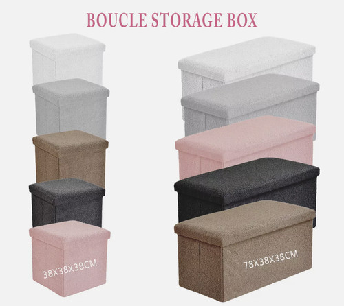 Folding ottoman boucle teddy - boucle,