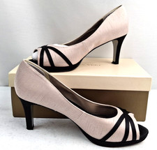 Jacques Vert Oyster And Black Heeled Court Shoes Ladie's UK 7 EU 40 J1770