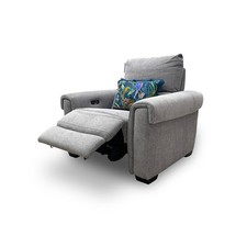 Furniture Village 'Nixon' Chair Fab-Mil-R451 Pewter Fabric Power Recliner NEW