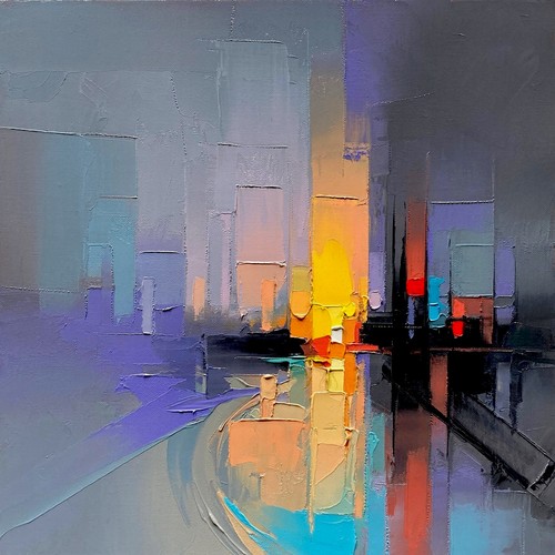 Oil abstract painting - oil, on