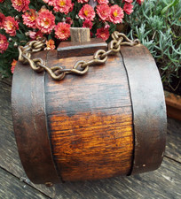 LARGE OAK HARVEST COSTREL IRON BOUND DEVON CIDER RUM BARREL EARLY 19th CENTURY #