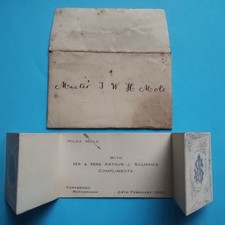 Unusual Small Card Compliment - Mole / Solman of Thrybergh, Rotherham, Yorkshire