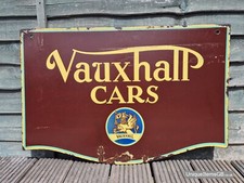 1950s Genuine Double Sided VAUXHALL CARS Enamel Sign Automobilia 30" x 20"