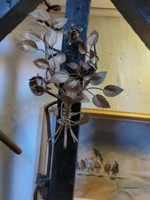 Vintage Italian Tolware Floral Candle Sconce Gilded Tinware