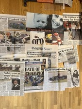Ayrton Senna & Roland Ratzenburger Death Crash Newspaper Memorabilia