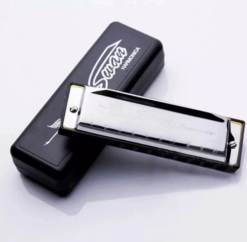New silver swan harmonica - silver, 10